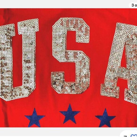 VICTORIAS SECRET PINK USA BLING RACERBACK TANK TOP T SHIRT SEQUINS - Picture 2 of 7